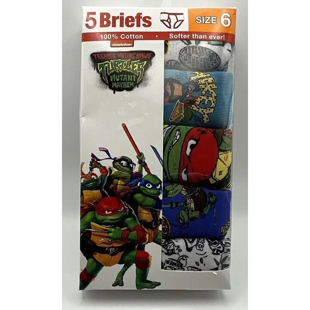 New Boys‎ Teenage Mutant Ninja Turtles 5 Pack Briefs Size 6-Handcraft